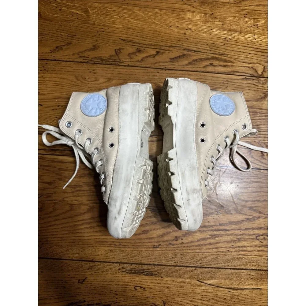 White Leather CONVERSE Chuck Taylor All Star Platform High Top Sneakers Lady 7
